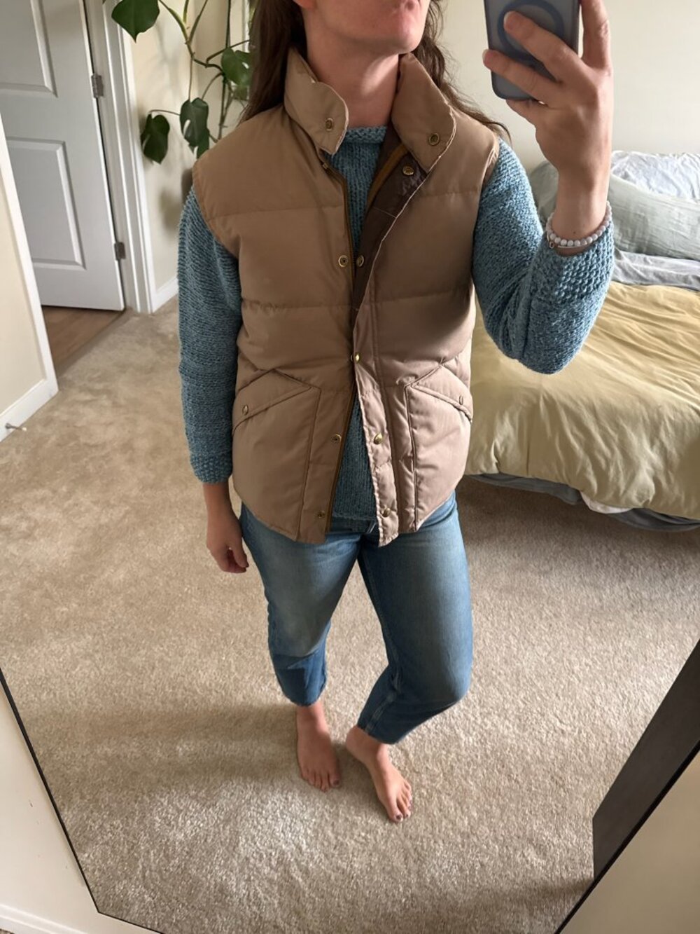 RARE Vintage Abercrombie & Fitch Tan Down Filled Puffer Vest Medium